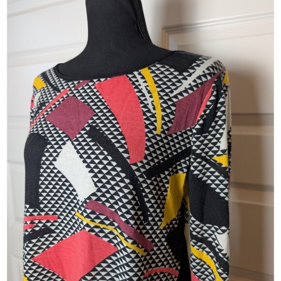 NWT Dana Buchman Size M Sweater Abstract Blocked Knit Modern Contemporary Bold - Picture 3 of 8